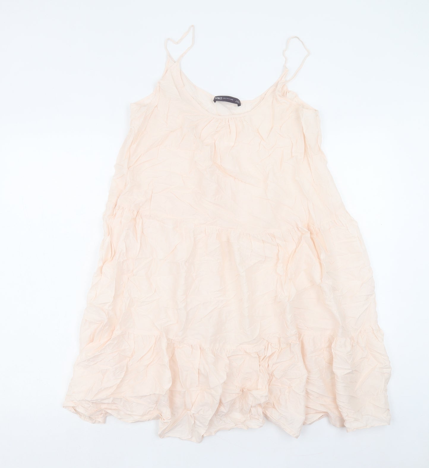 Marks and Spencer Womens Pink Viscose A-Line Size 14 V-Neck Pullover
