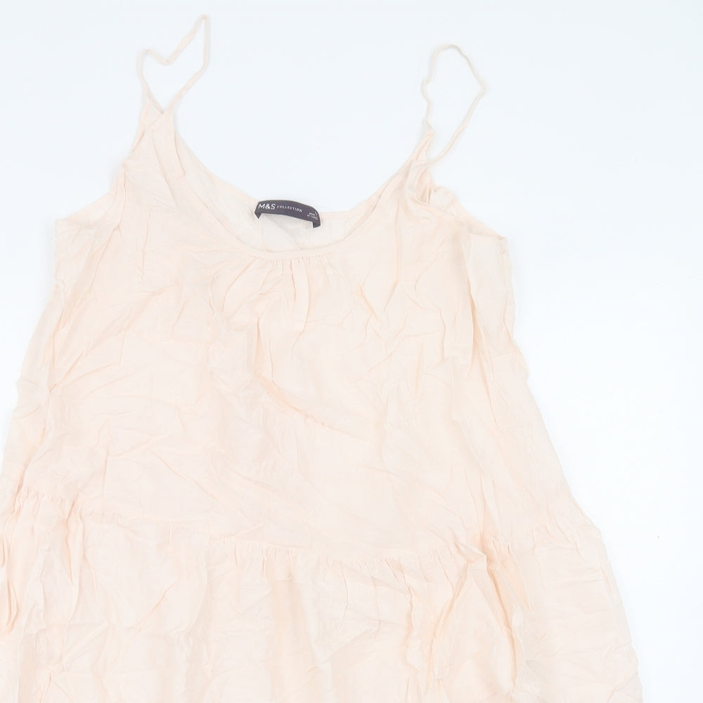 Marks and Spencer Womens Pink Viscose A-Line Size 14 V-Neck Pullover
