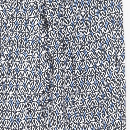 Marks and Spencer Womens Blue Geometric Viscose Trousers Size 8 L28 in Regular