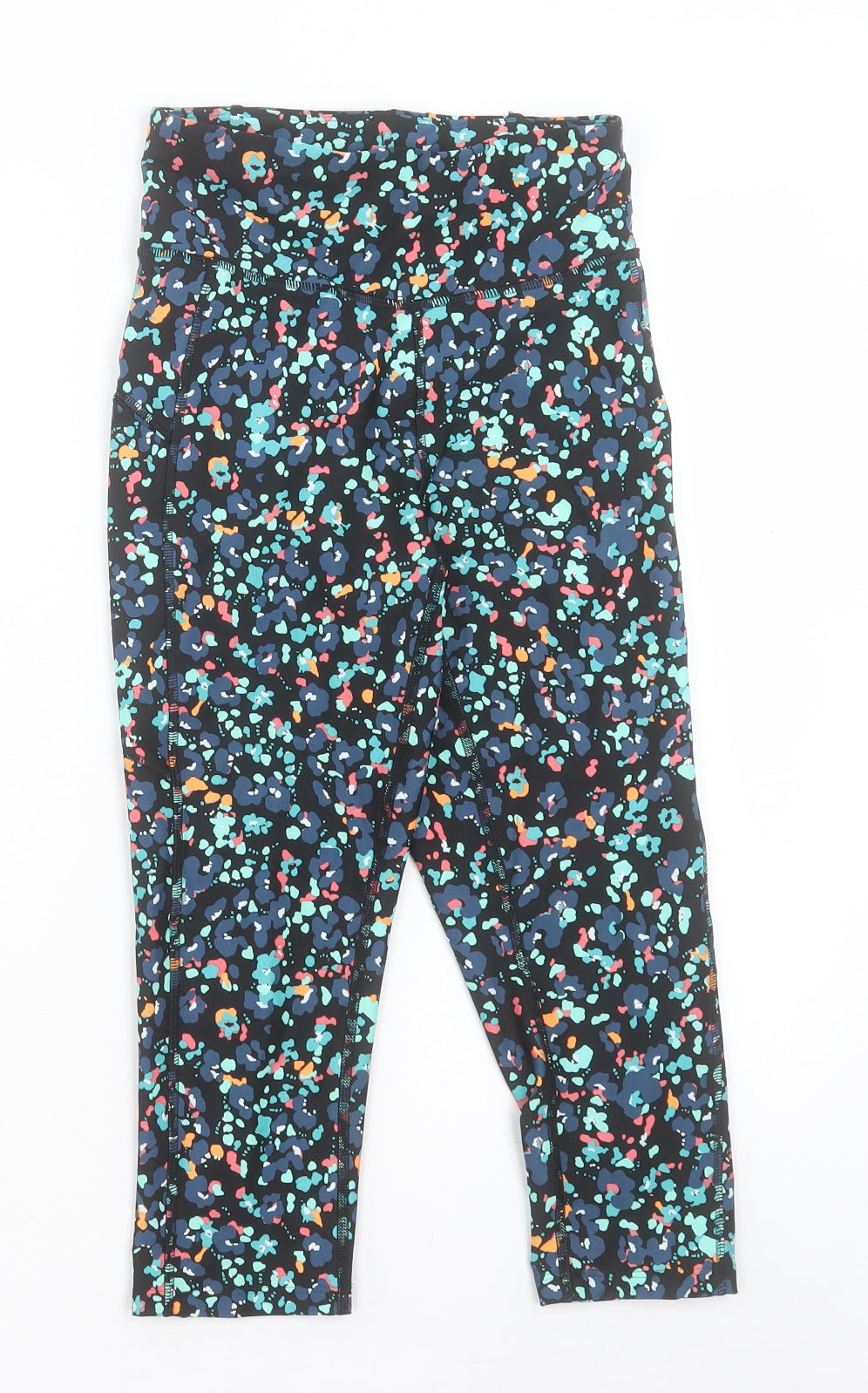 Marks and Spencer Womens Multicoloured Geometric Polyester Biker Shorts Size 6 L18 in Regular