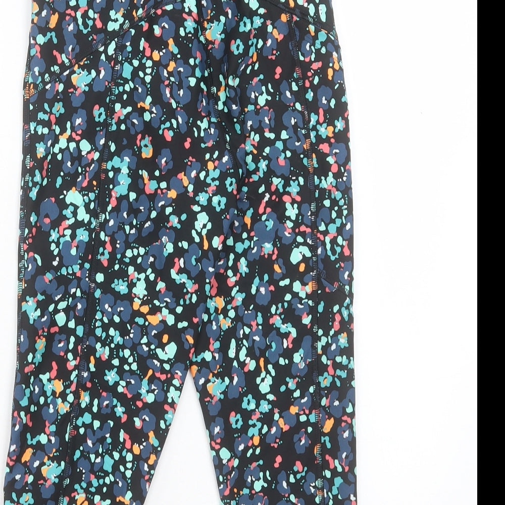 Marks and Spencer Womens Multicoloured Geometric Polyester Biker Shorts Size 6 L18 in Regular