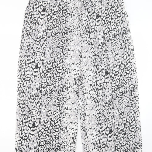 Marks and Spencer Womens Grey Geometric Polyester Trousers Size 20 L24 in Regular Drawstring
