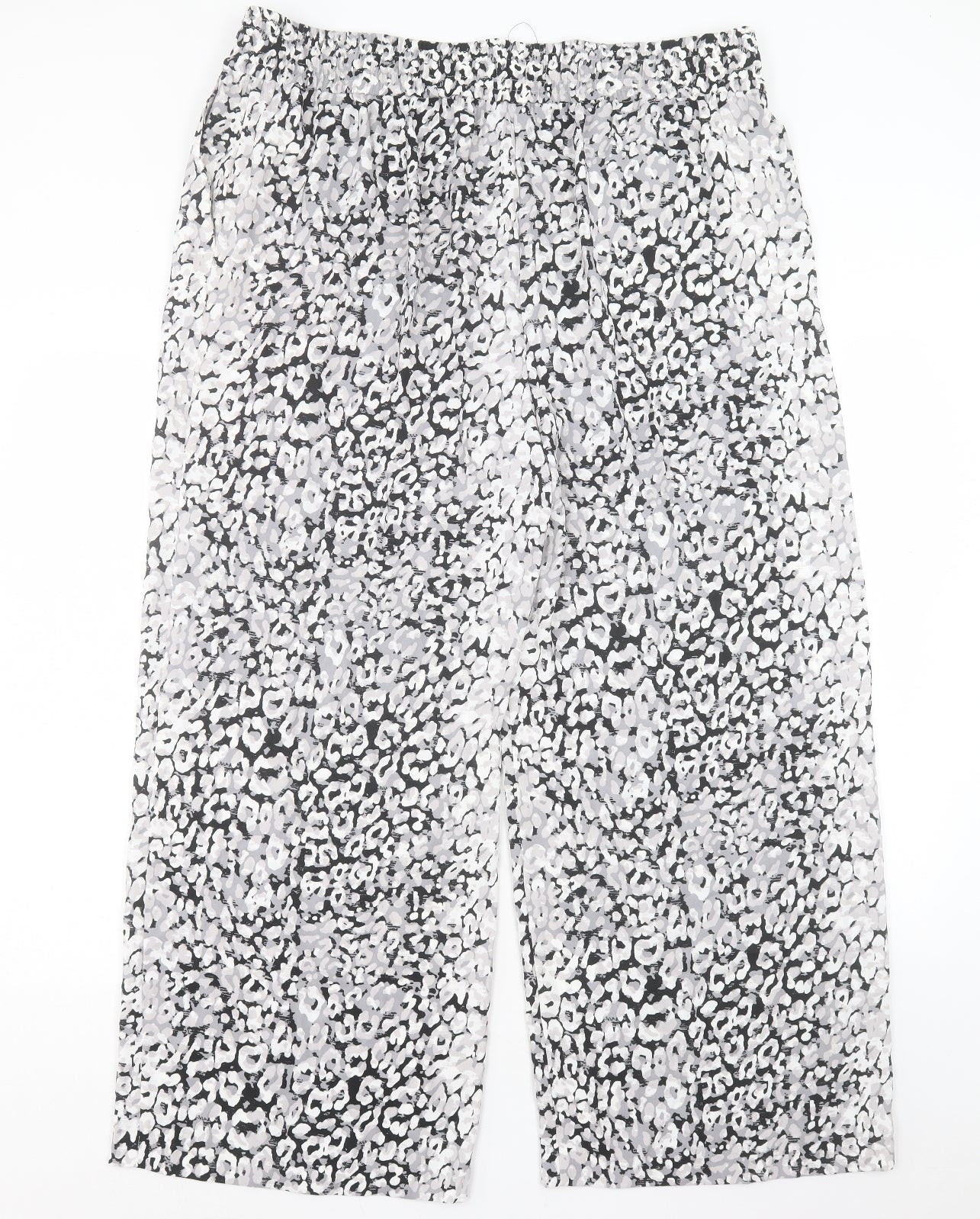 Marks and Spencer Womens Grey Geometric Polyester Trousers Size 20 L24 in Regular Drawstring