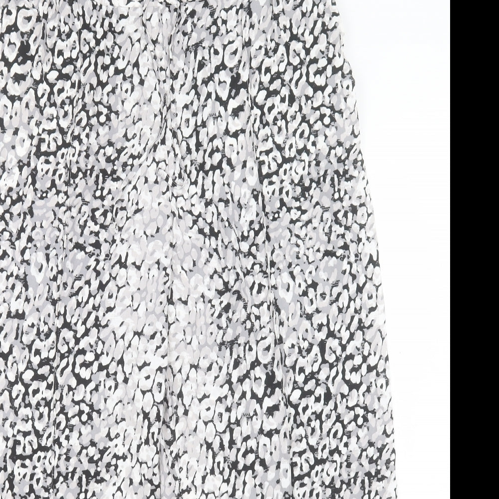 Marks and Spencer Womens Grey Geometric Polyester Trousers Size 20 L24 in Regular Drawstring