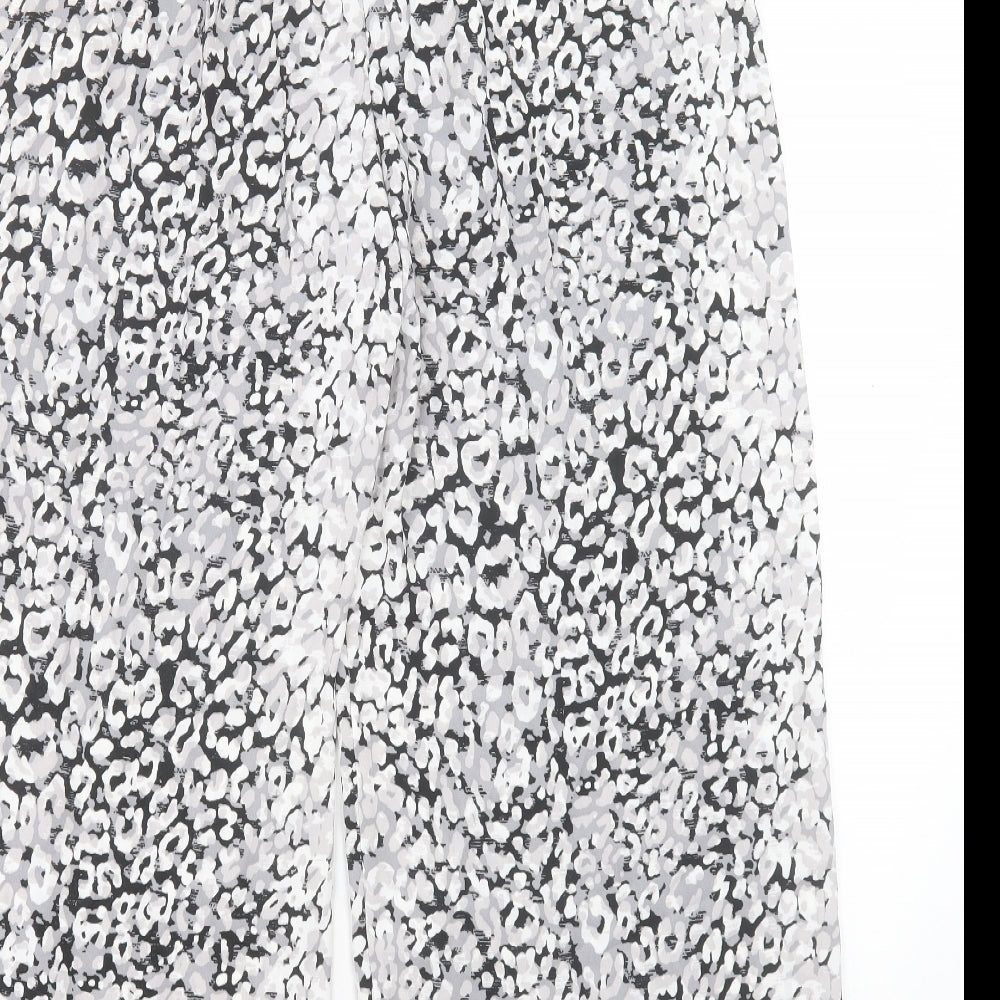 Marks and Spencer Womens Grey Geometric Polyester Trousers Size 20 L24 in Regular Drawstring