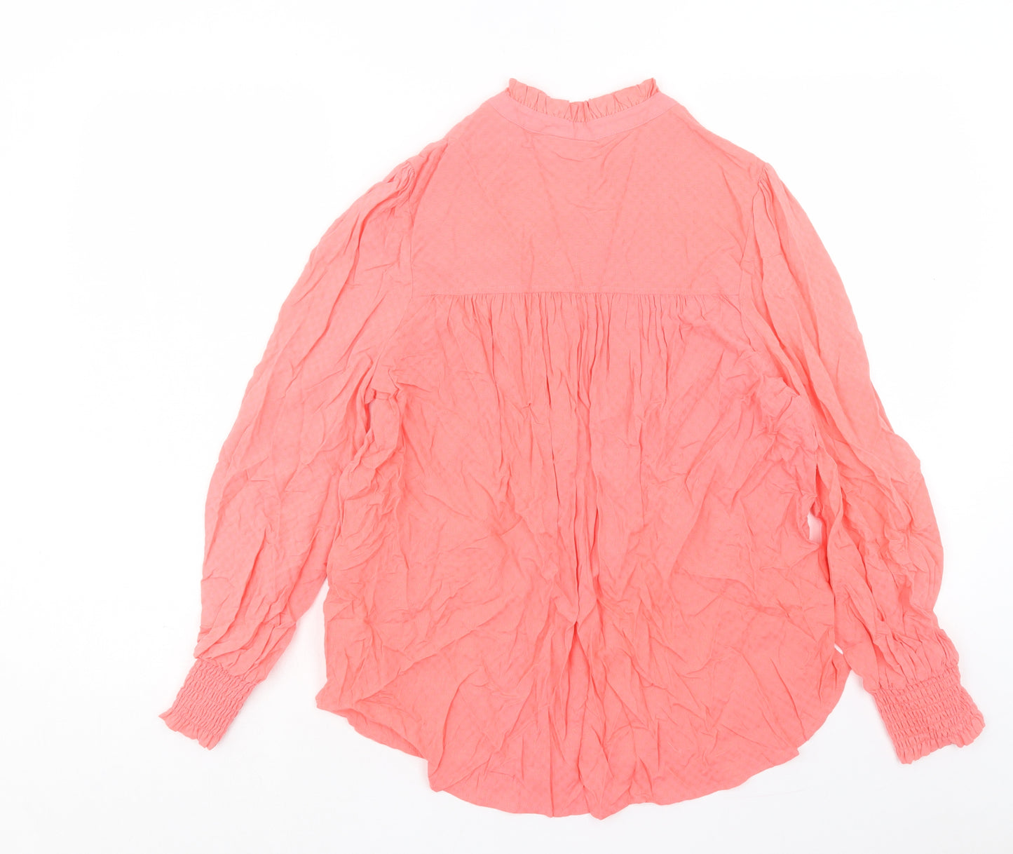 Marks and Spencer Womens Pink Viscose Basic T-Shirt Size 12 V-Neck