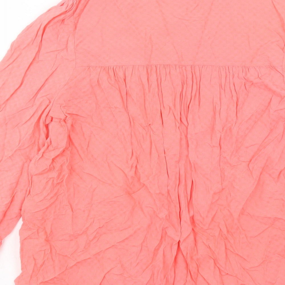 Marks and Spencer Womens Pink Viscose Basic T-Shirt Size 12 V-Neck