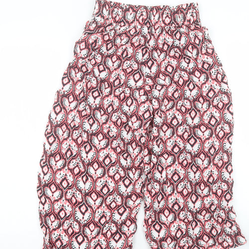 Marks and Spencer Womens Pink Paisley Viscose Cropped Trousers Size 8 L22 in Regular