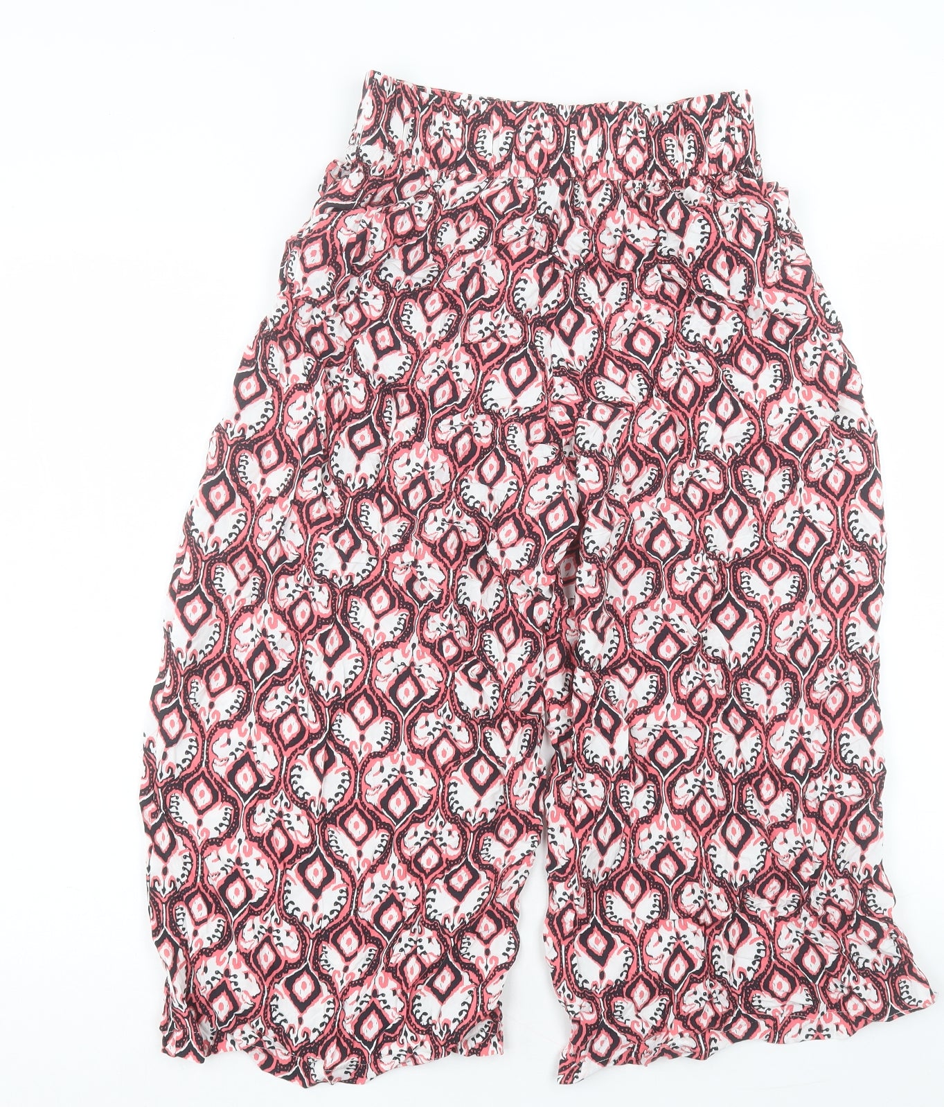Marks and Spencer Womens Pink Paisley Viscose Cropped Trousers Size 8 L22 in Regular