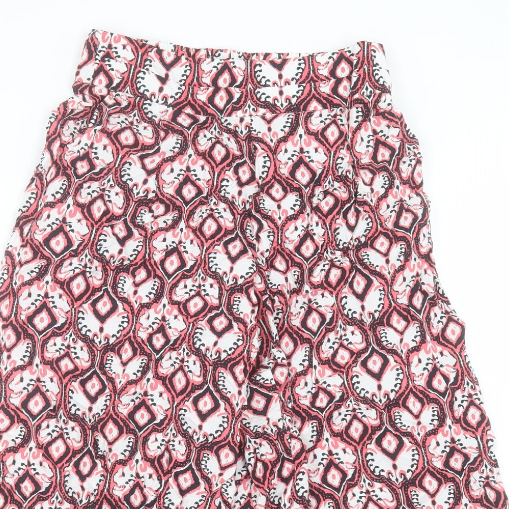 Marks and Spencer Womens Pink Paisley Viscose Cropped Trousers Size 8 L22 in Regular
