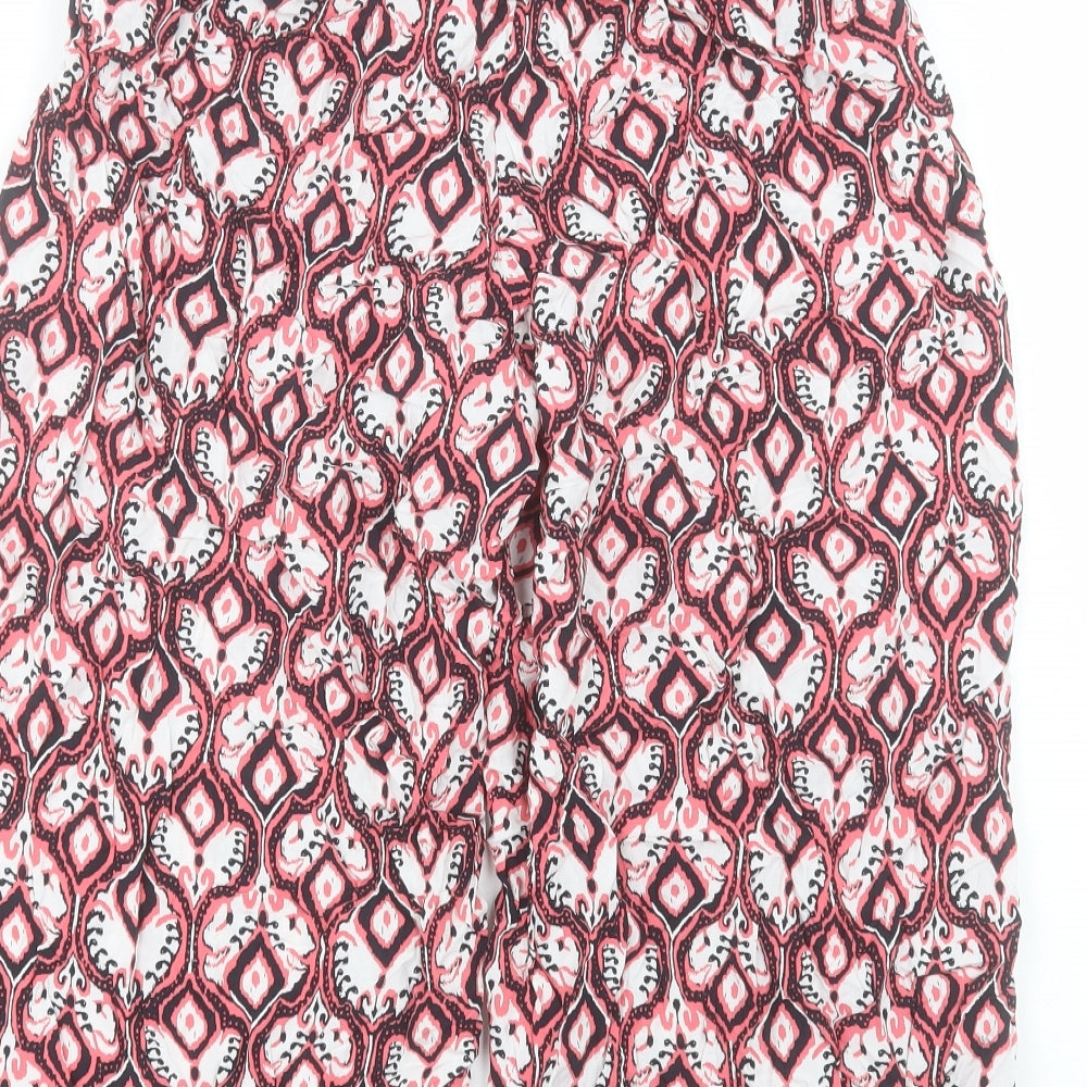 Marks and Spencer Womens Pink Paisley Viscose Cropped Trousers Size 8 L22 in Regular