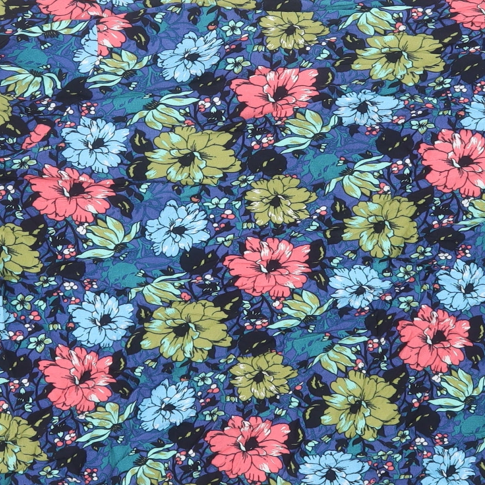 Marks and Spencer Womens Multicoloured Floral Viscose Basic Button-Up Size 22 V-Neck