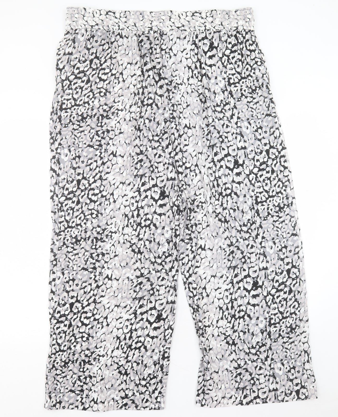 Marks and Spencer Womens Grey Geometric Polyester Trousers Size 20 L28 in Regular Drawstring
