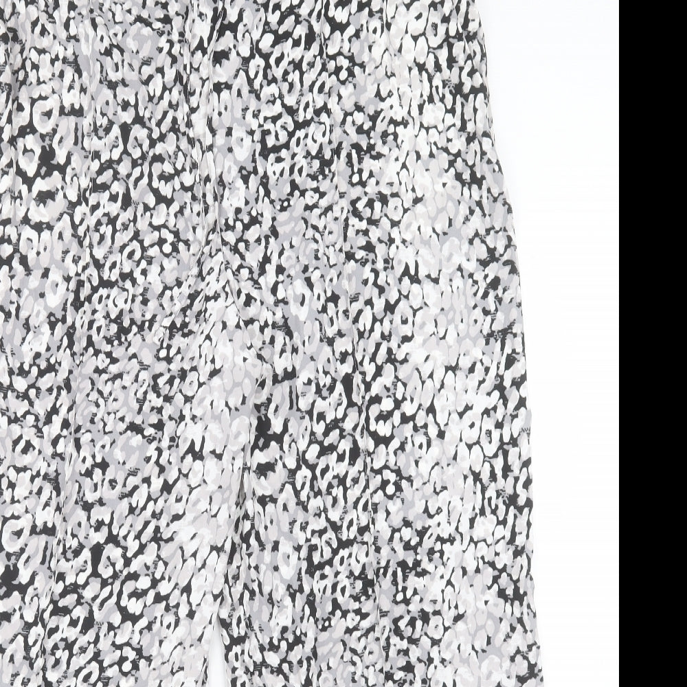 Marks and Spencer Womens Grey Geometric Polyester Trousers Size 20 L28 in Regular Drawstring
