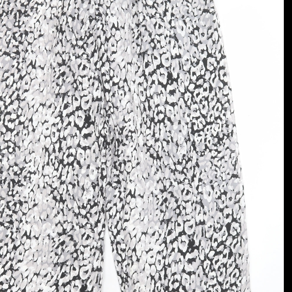 Marks and Spencer Womens Grey Geometric Polyester Trousers Size 20 L28 in Regular Drawstring