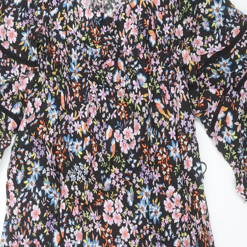 Marks and Spencer Womens Multicoloured Floral Viscose A-Line Size 6 Scoop Neck Pullover