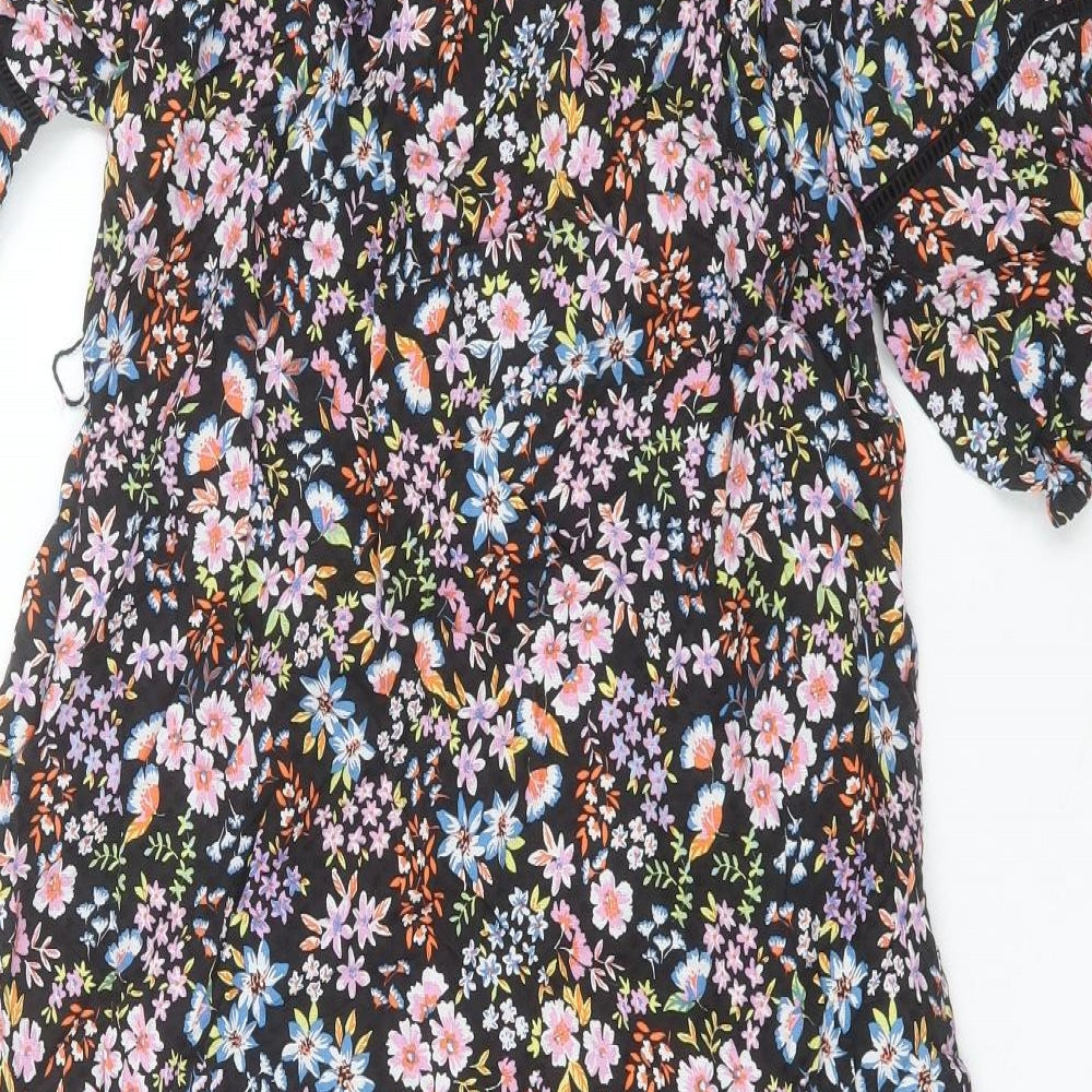 Marks and Spencer Womens Multicoloured Floral Viscose A-Line Size 6 Scoop Neck Pullover