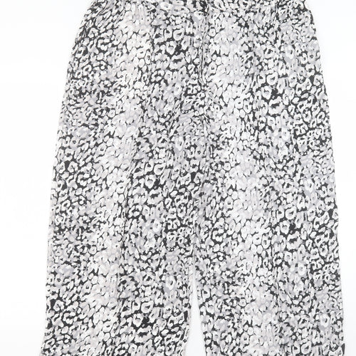 Marks and Spencer Womens Grey Geometric Polyester Trousers Size 20 L24 in Regular Drawstring