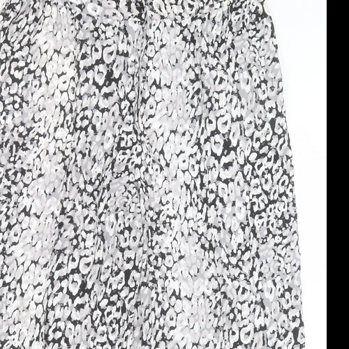 Marks and Spencer Womens Grey Geometric Polyester Trousers Size 20 L24 in Regular Drawstring