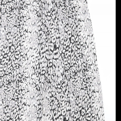 Marks and Spencer Womens Grey Geometric Polyester Trousers Size 20 L24 in Regular Drawstring