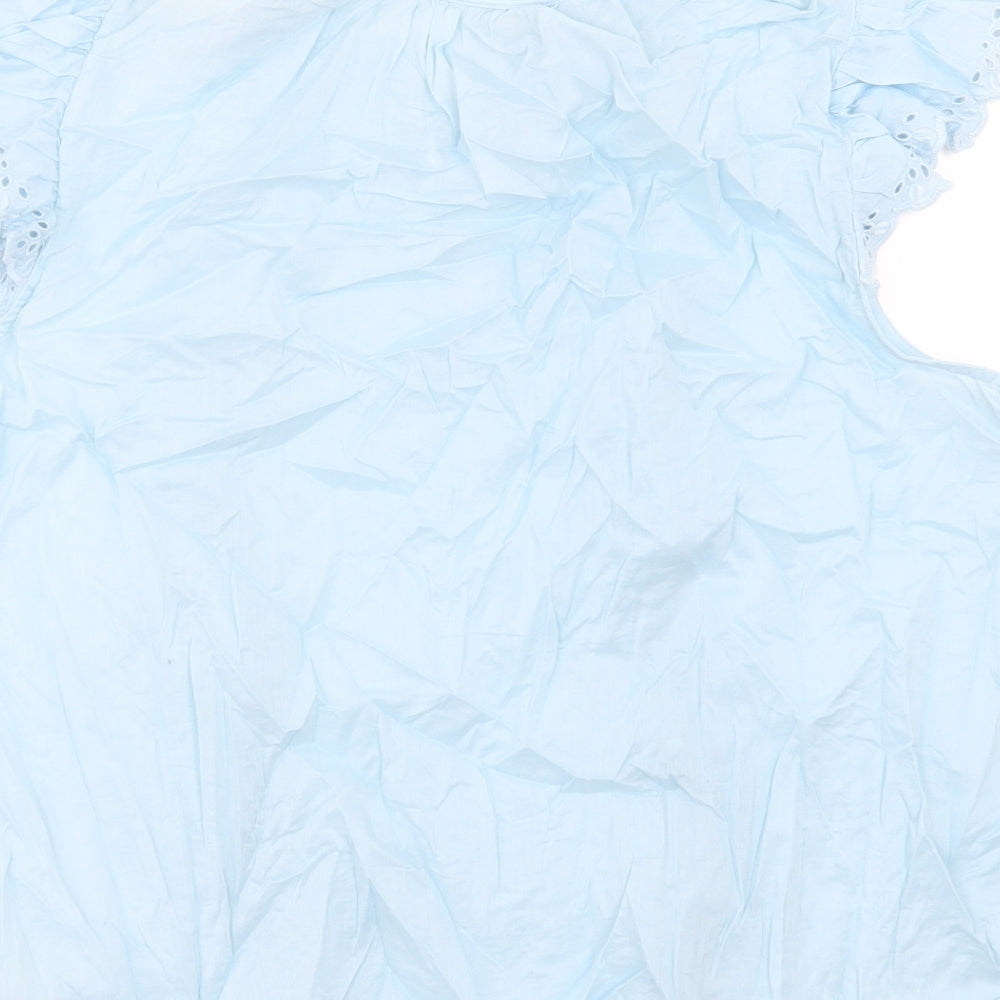 Per Una Womens Blue Cotton Basic T-Shirt Size 18 Crew Neck