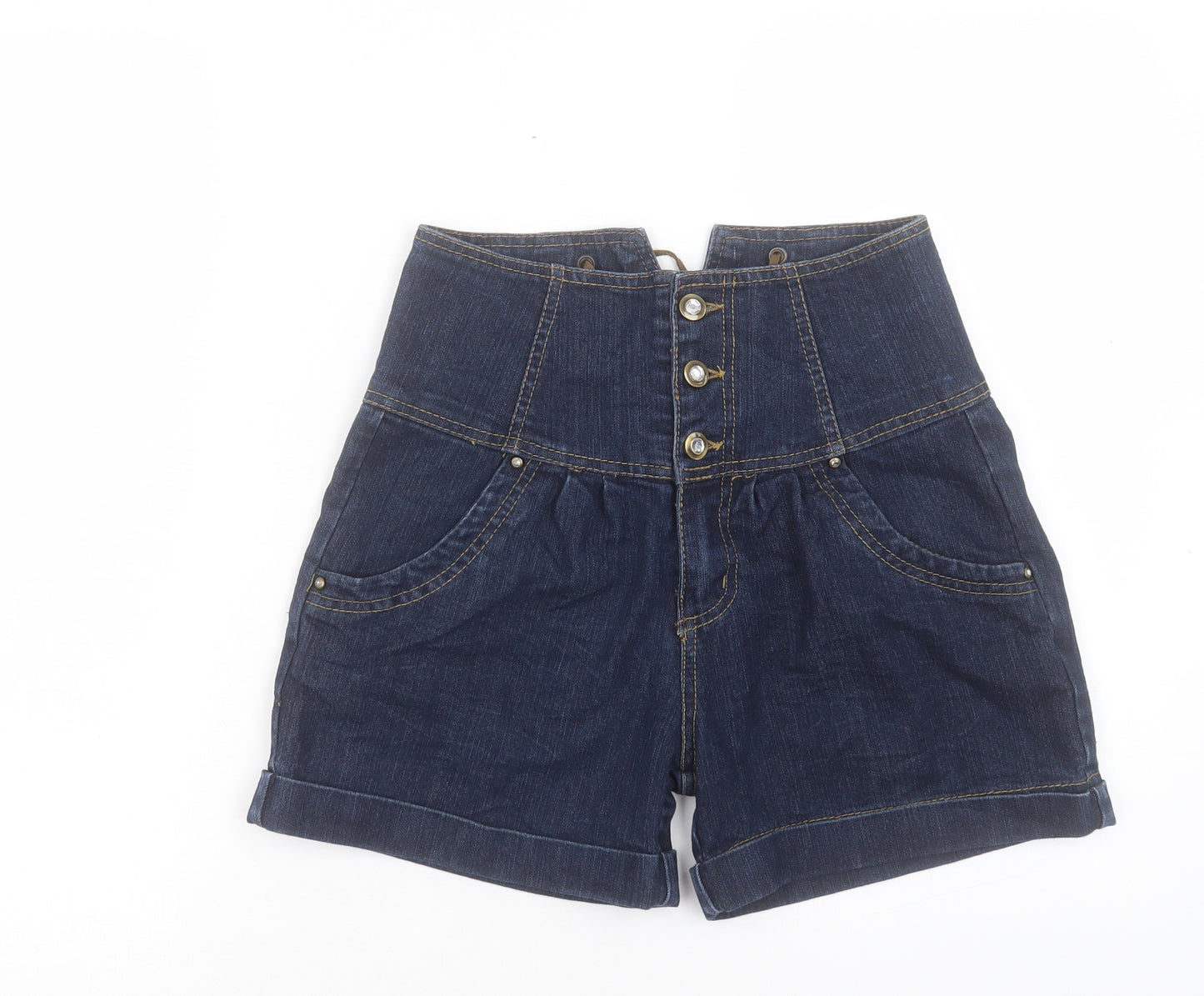 Denim & Co. Womens Blue Cotton Bermuda Shorts Size 10 L3 in Regular Button