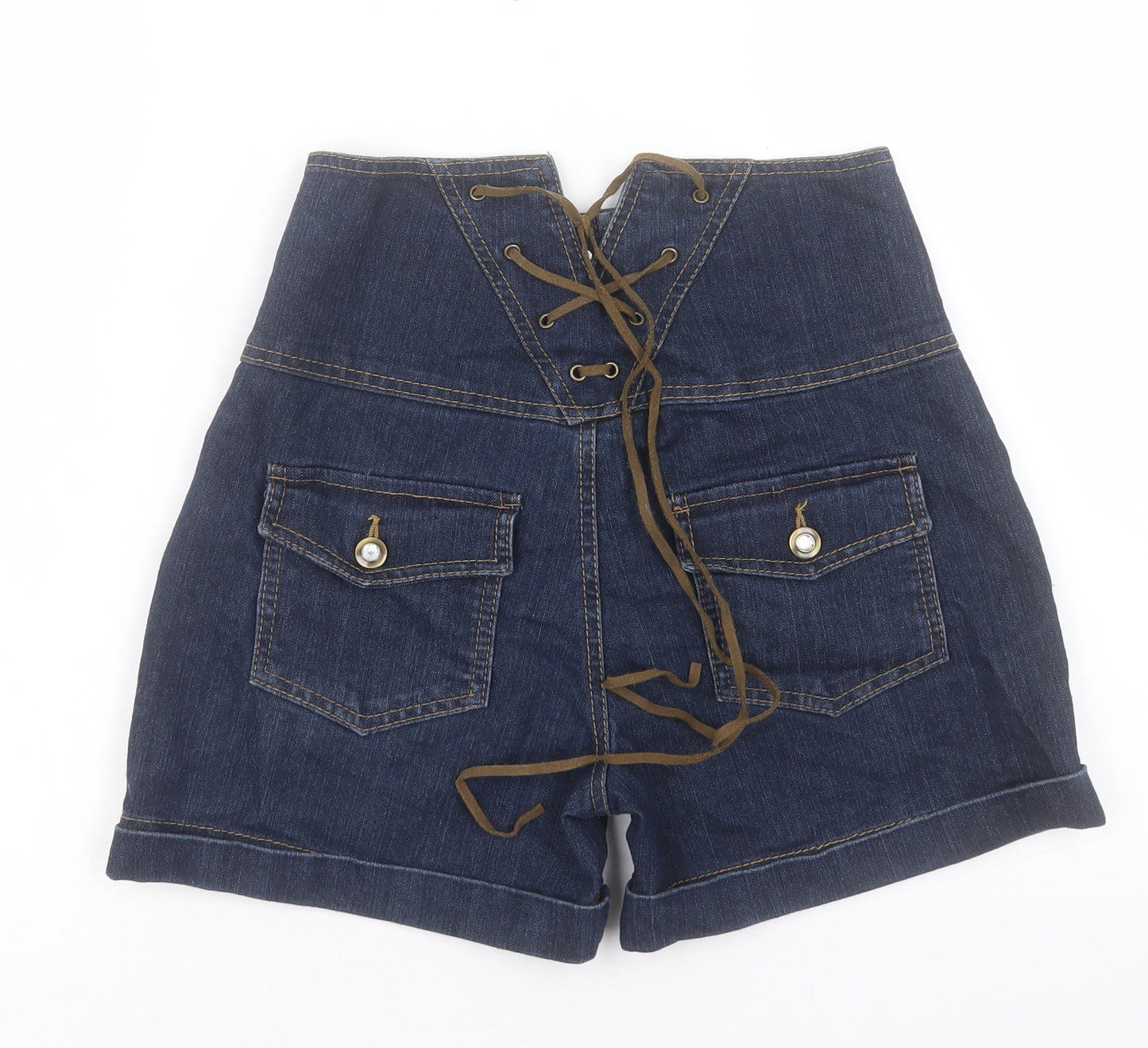 Denim & Co. Womens Blue Cotton Bermuda Shorts Size 10 L3 in Regular Button