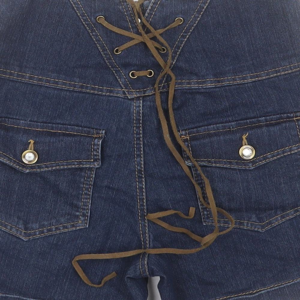 Denim & Co. Womens Blue Cotton Bermuda Shorts Size 10 L3 in Regular Button