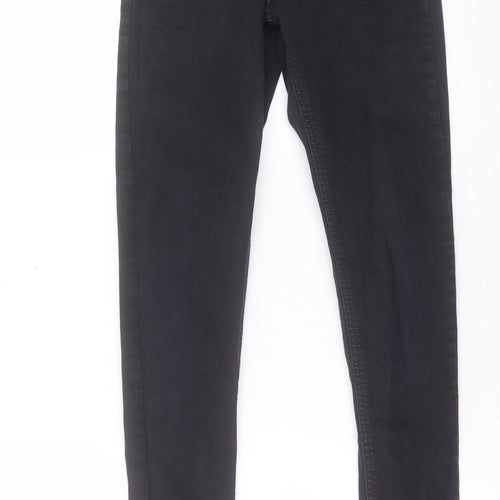 Topshop Womens Black Cotton Skinny Jeans Size 25 in L34 in Regular Button