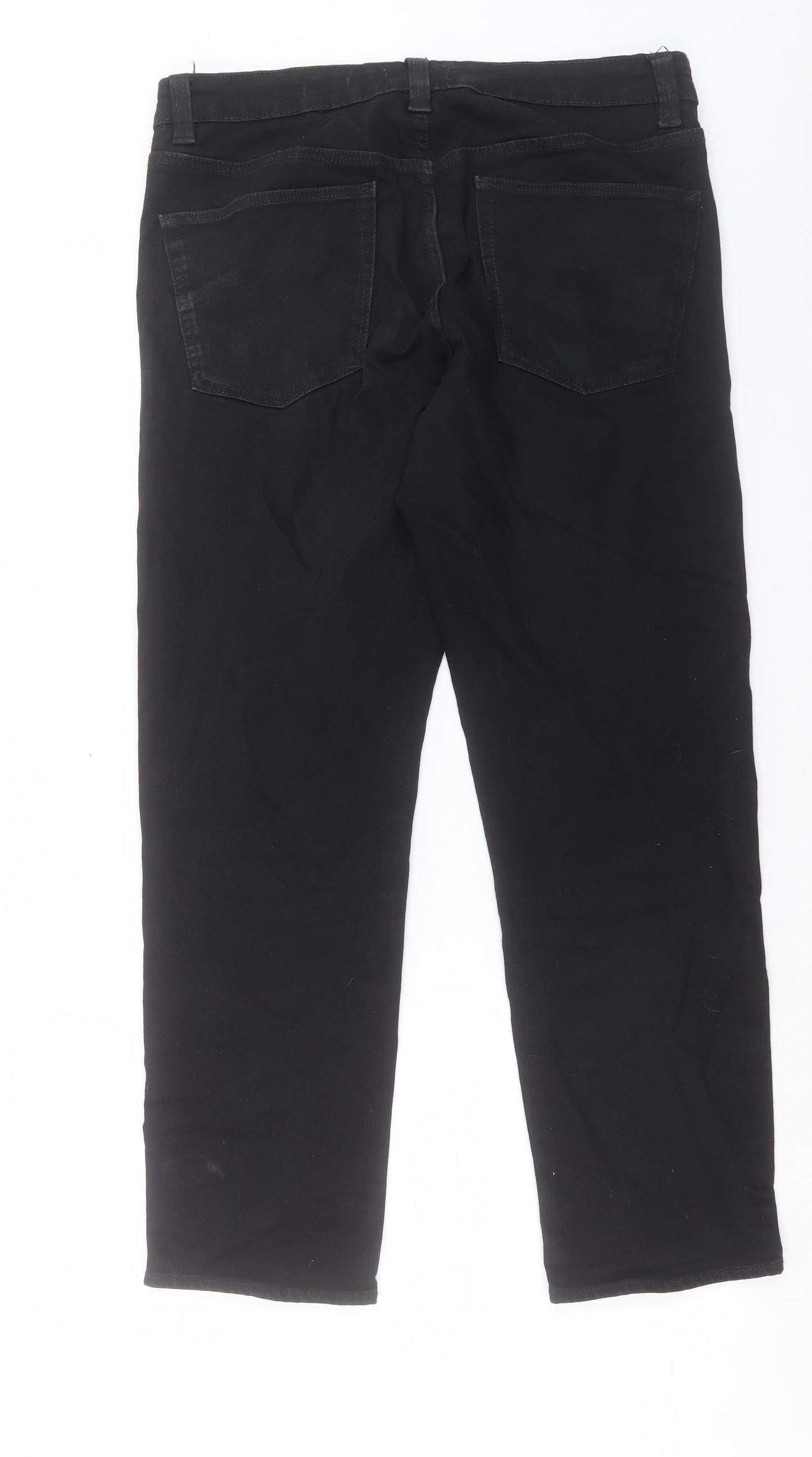 Red Herring Mens Black Cotton Straight Jeans Size 32 in L29 in Regular Button - Short Leg