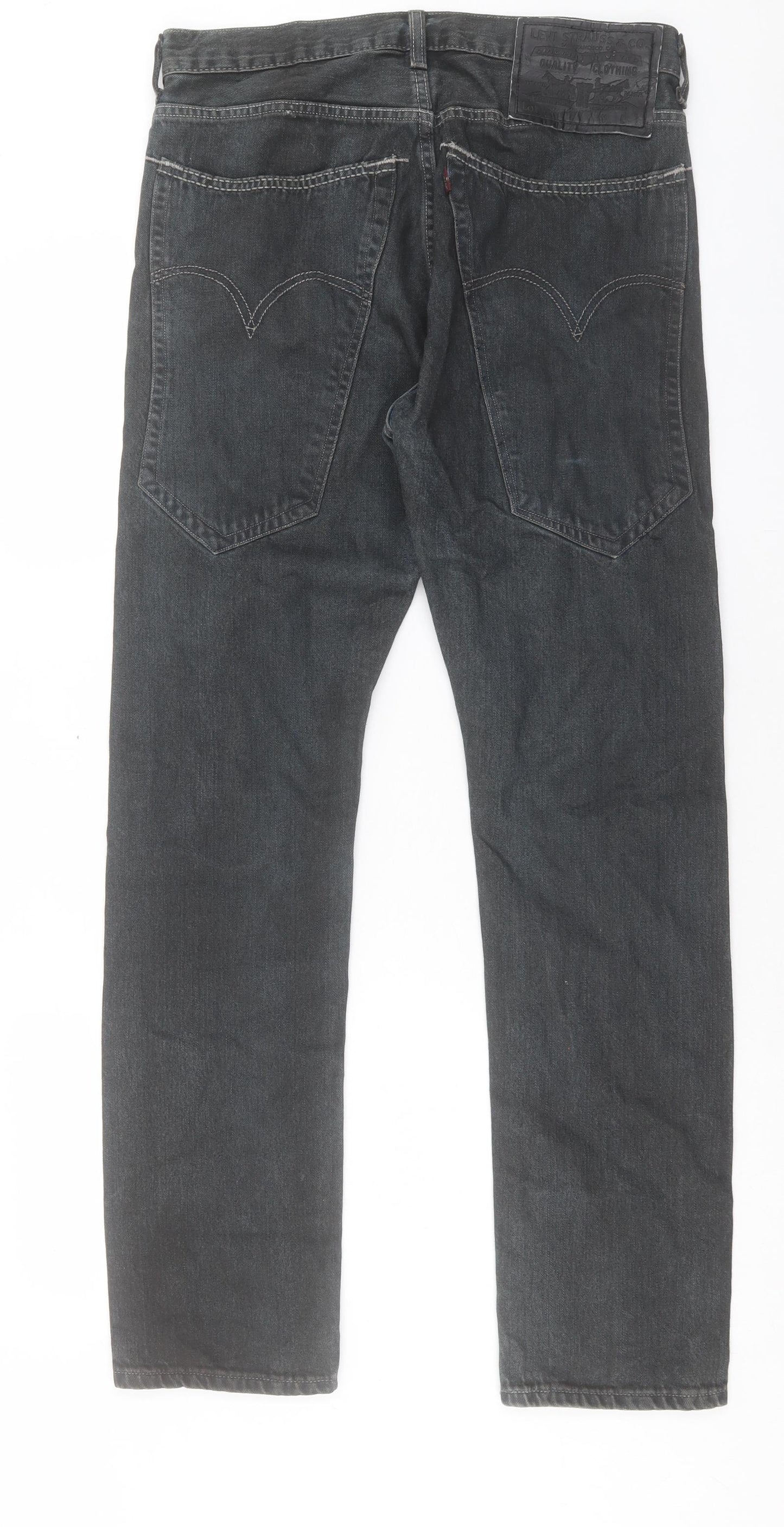 lwvis Mens Black Cotton Straight Jeans Size 32 in L30 in Regular Button