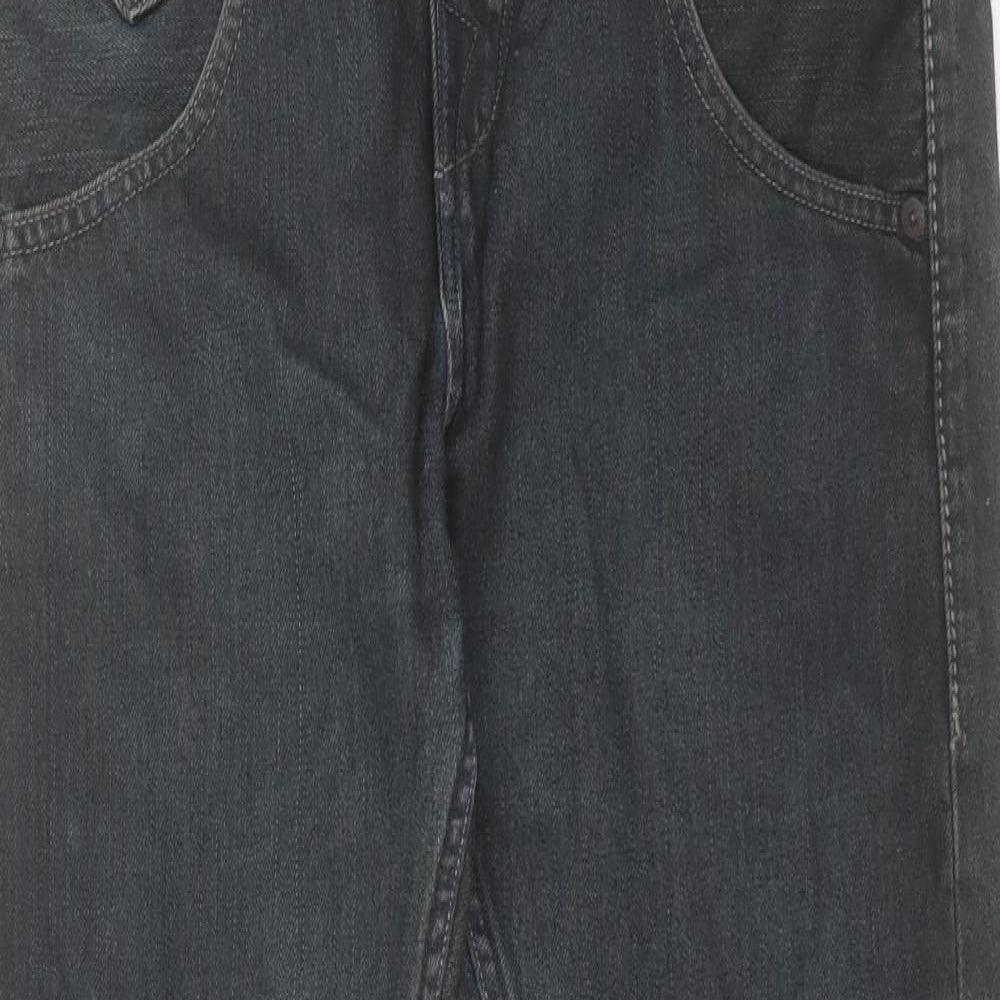 lwvis Mens Black Cotton Straight Jeans Size 32 in L30 in Regular Button