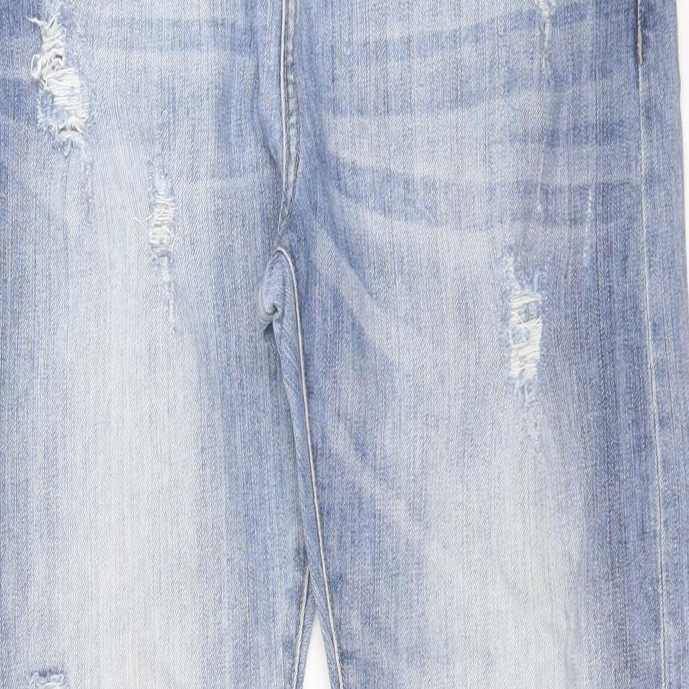 Wrap Womens Blue Cotton Straight Jeans Size 14 L30 in Regular Button