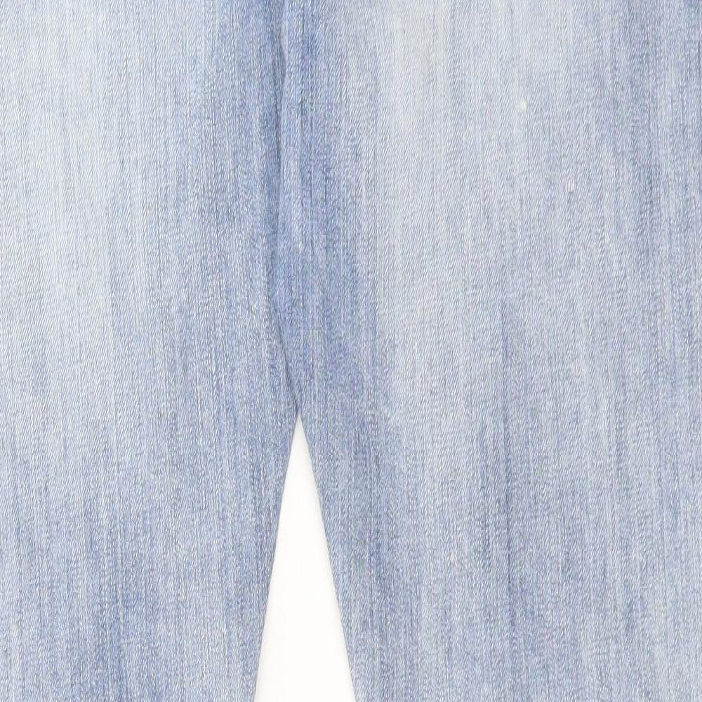 Wrap Womens Blue Cotton Straight Jeans Size 14 L30 in Regular Button