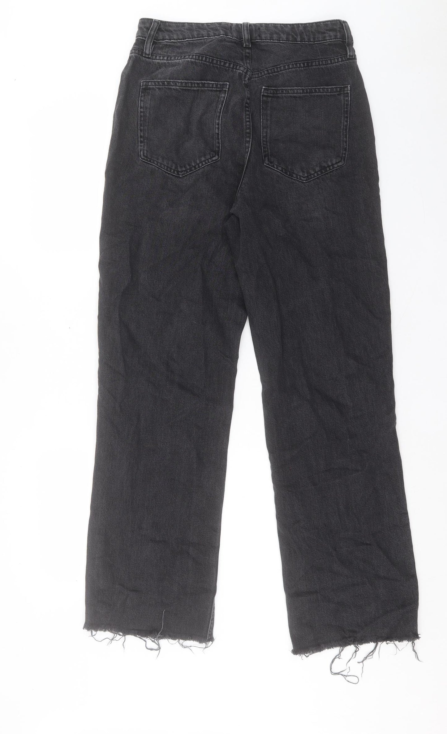 F&F Womens Black Cotton Straight Jeans Size 10 L30 in Regular Button