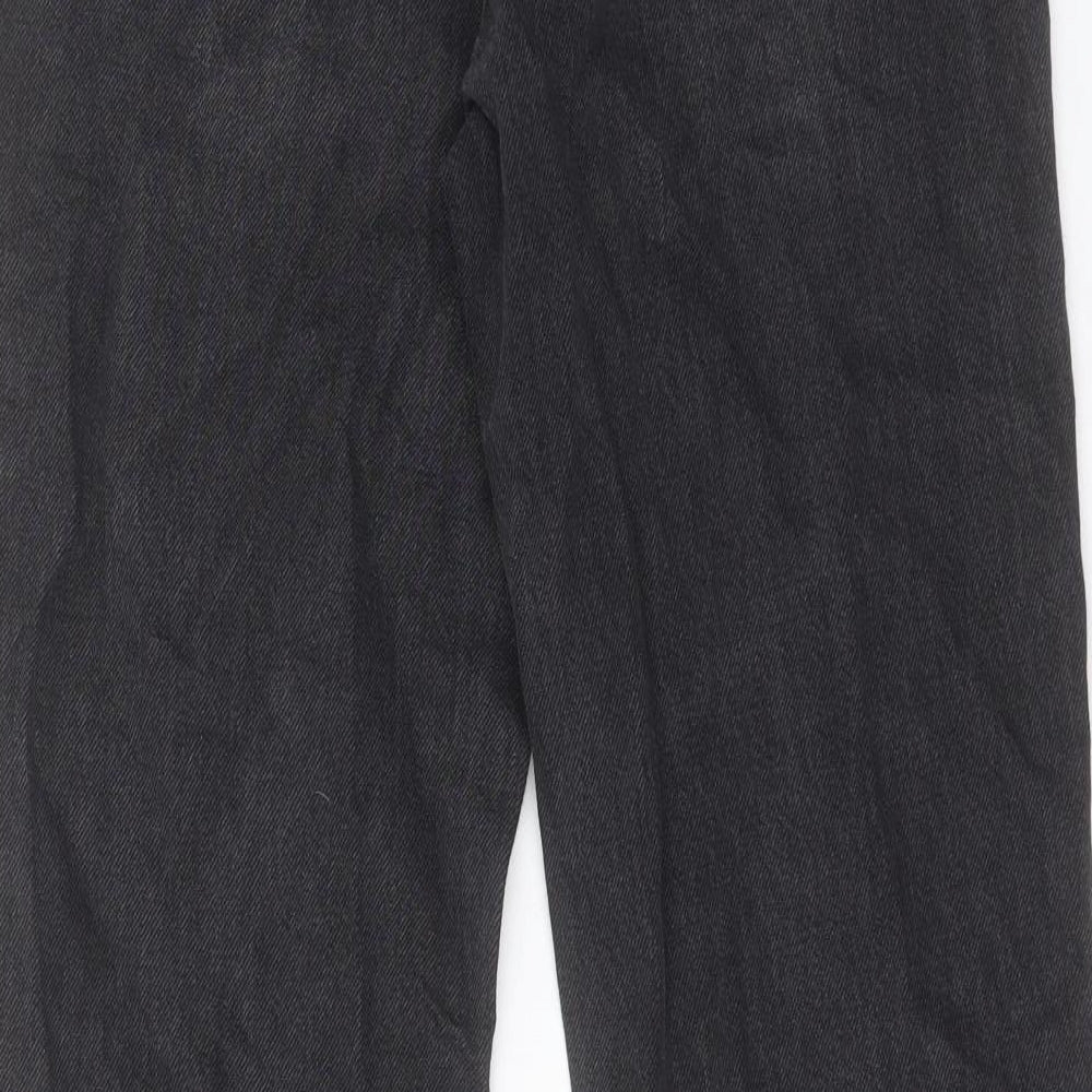 F&F Womens Black Cotton Straight Jeans Size 10 L30 in Regular Button