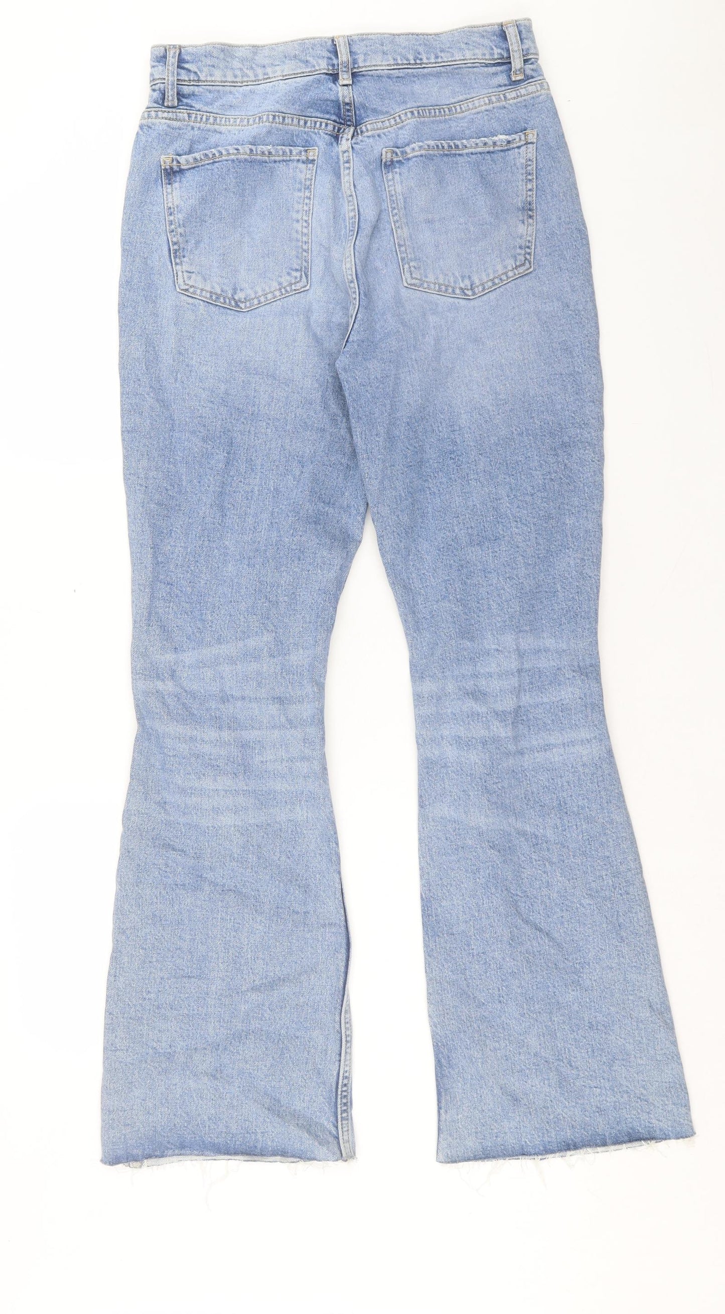 NEXT Womens Blue Cotton Flared Jeans Size 12 L30 in Regular Button