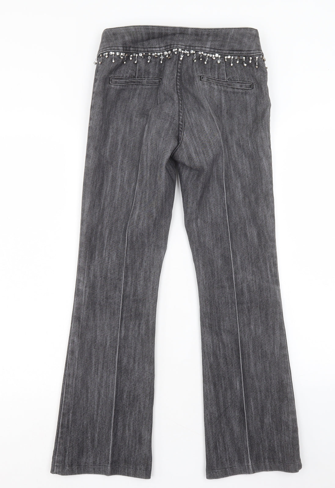 NEXT Womens Black Cotton Flared Jeans Size 6 L28 in Regular Hook & Eye