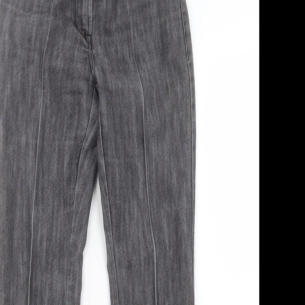 NEXT Womens Black Cotton Flared Jeans Size 6 L28 in Regular Hook & Eye