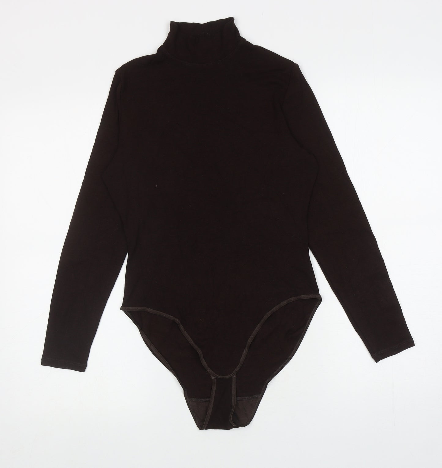 Marks and Spencer Womens Brown Viscose Bodysuit One-Piece Size 14 L9 in Snap