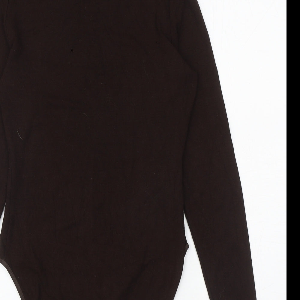 Marks and Spencer Womens Brown Viscose Bodysuit One-Piece Size 14 L9 in Snap