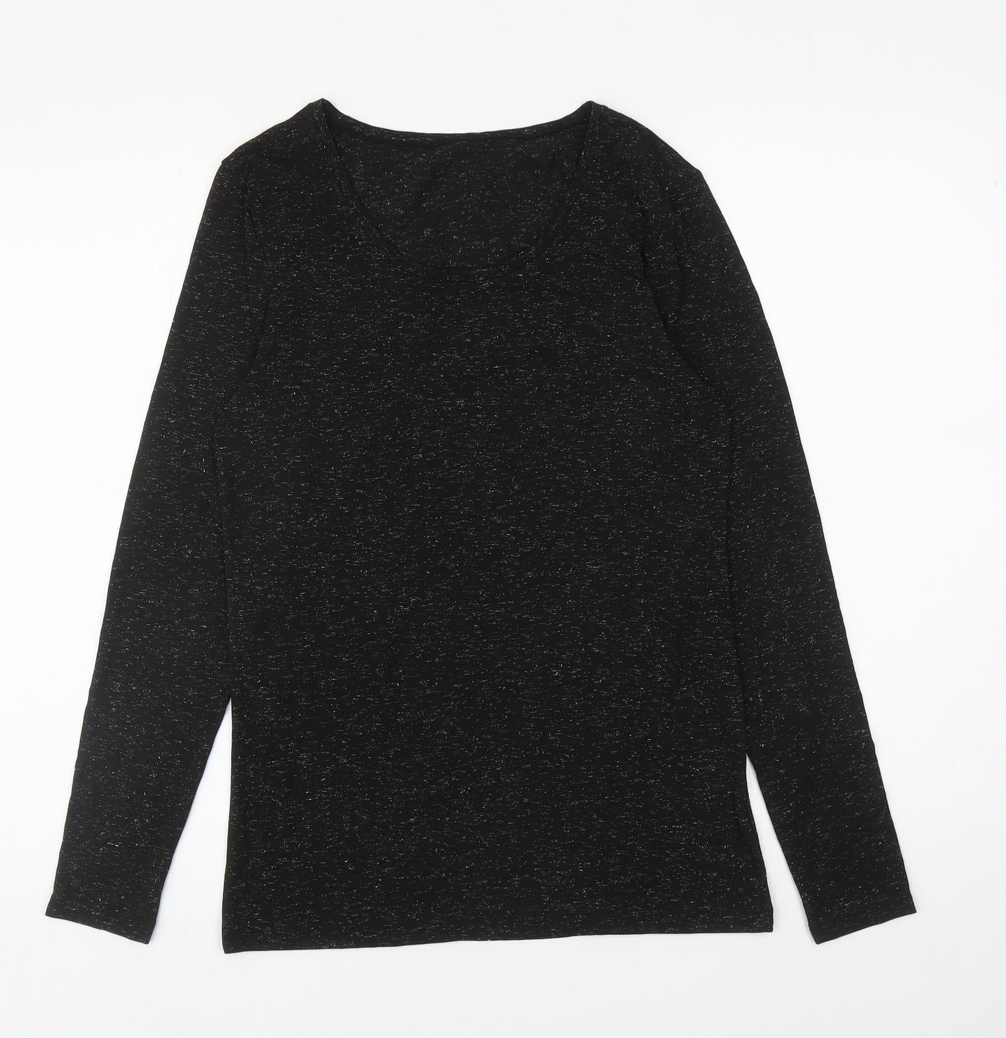 Marks and Spencer Womens Black Acrylic Basic T-Shirt Size 18 Scoop Neck