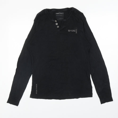 Angelo Litrico Mens Black Cotton T-Shirt Size XL V-Neck