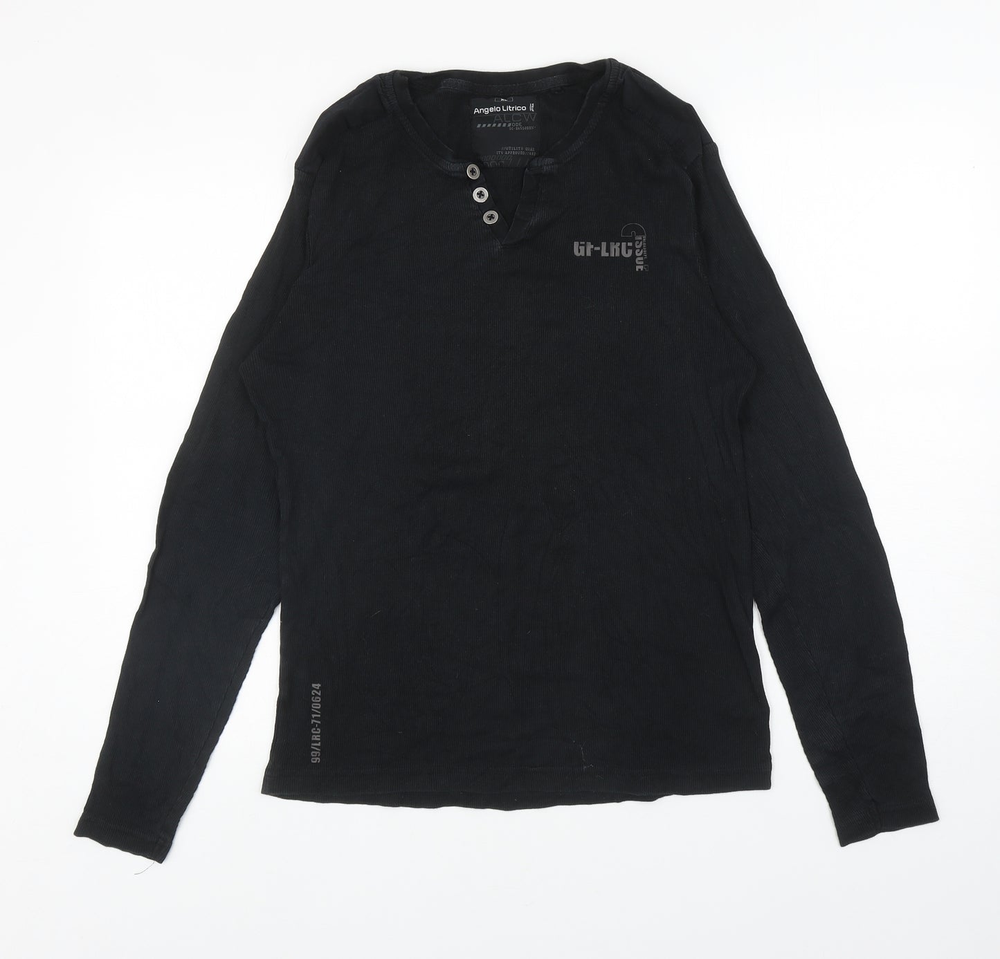 Angelo Litrico Mens Black Cotton T-Shirt Size XL V-Neck