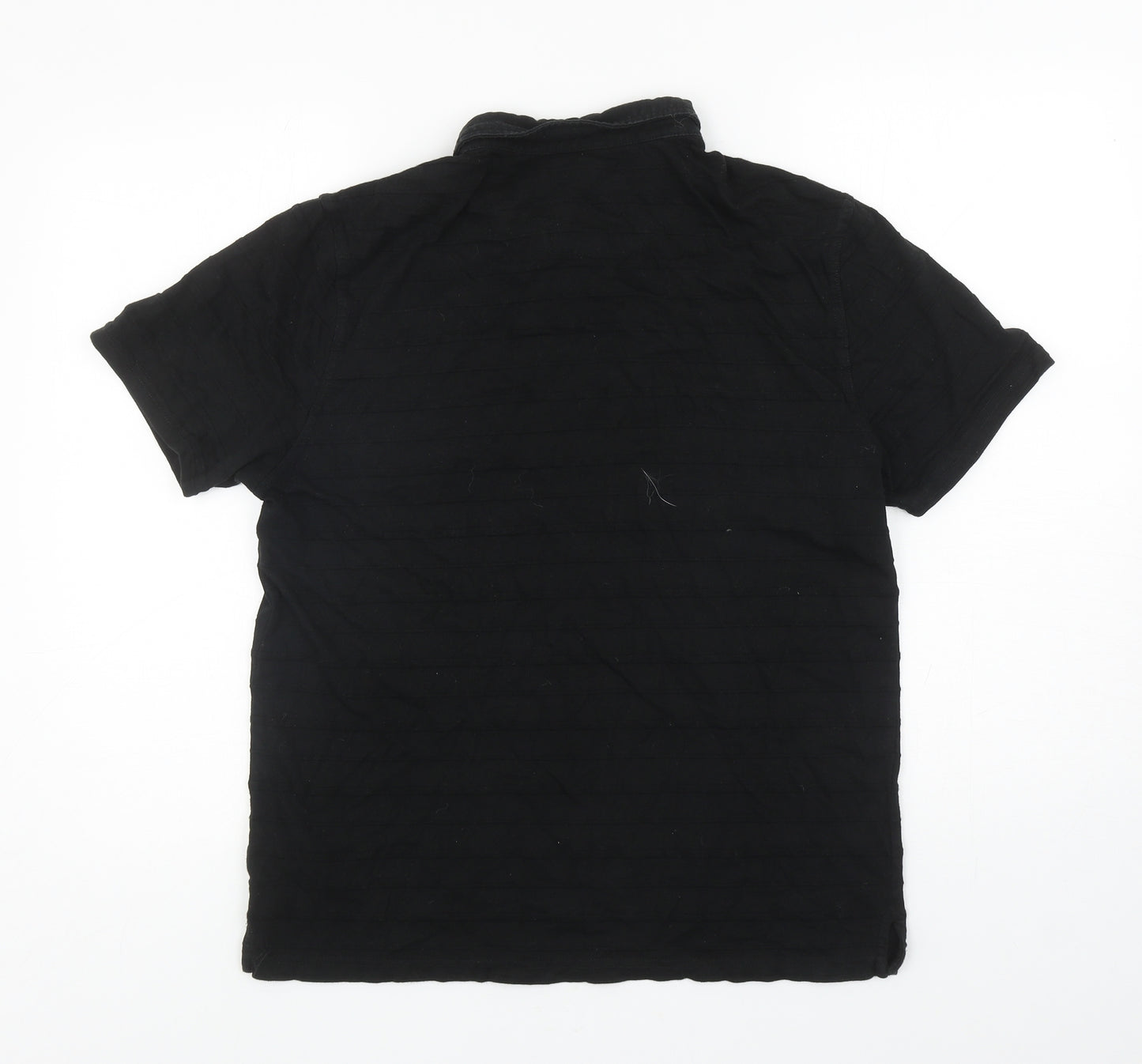 Jasper Conran Mens Black Cotton Polo Size M Collared Button