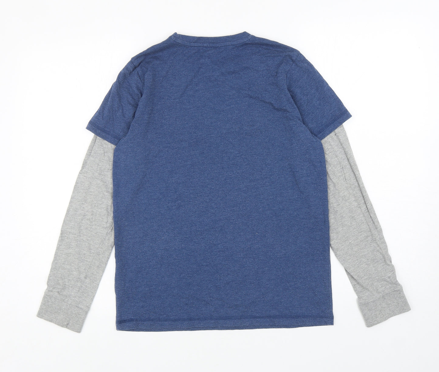 F&F Boys Blue Colourblock Cotton Basic Casual Size 12-13 Years Round Neck Pullover - The Stormy Seas Sail