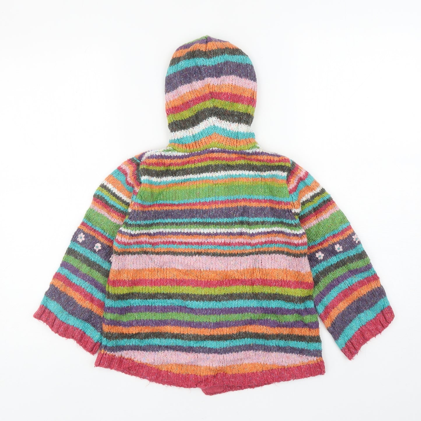NEXT Girls Multicoloured Striped Basic Jacket Coatigan Size 4-5 Years Button