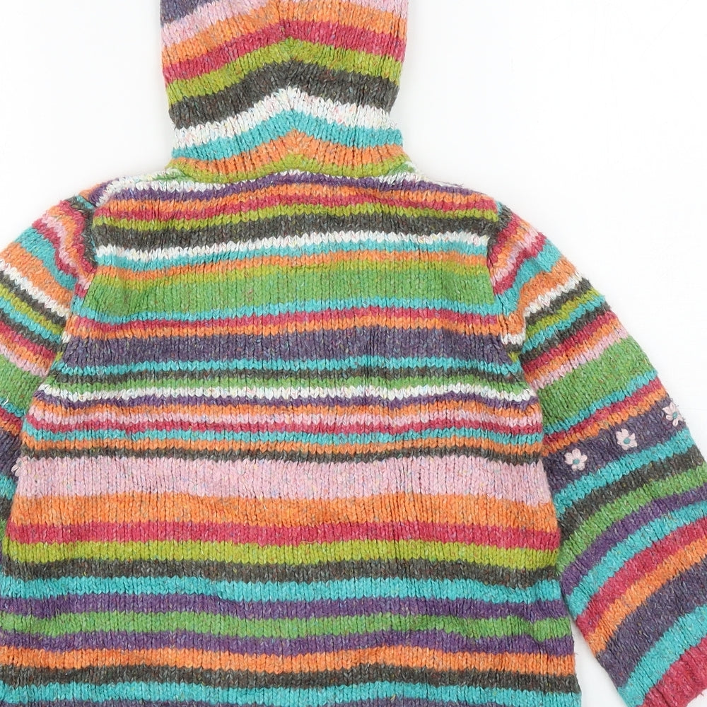 NEXT Girls Multicoloured Striped Basic Jacket Coatigan Size 4-5 Years Button