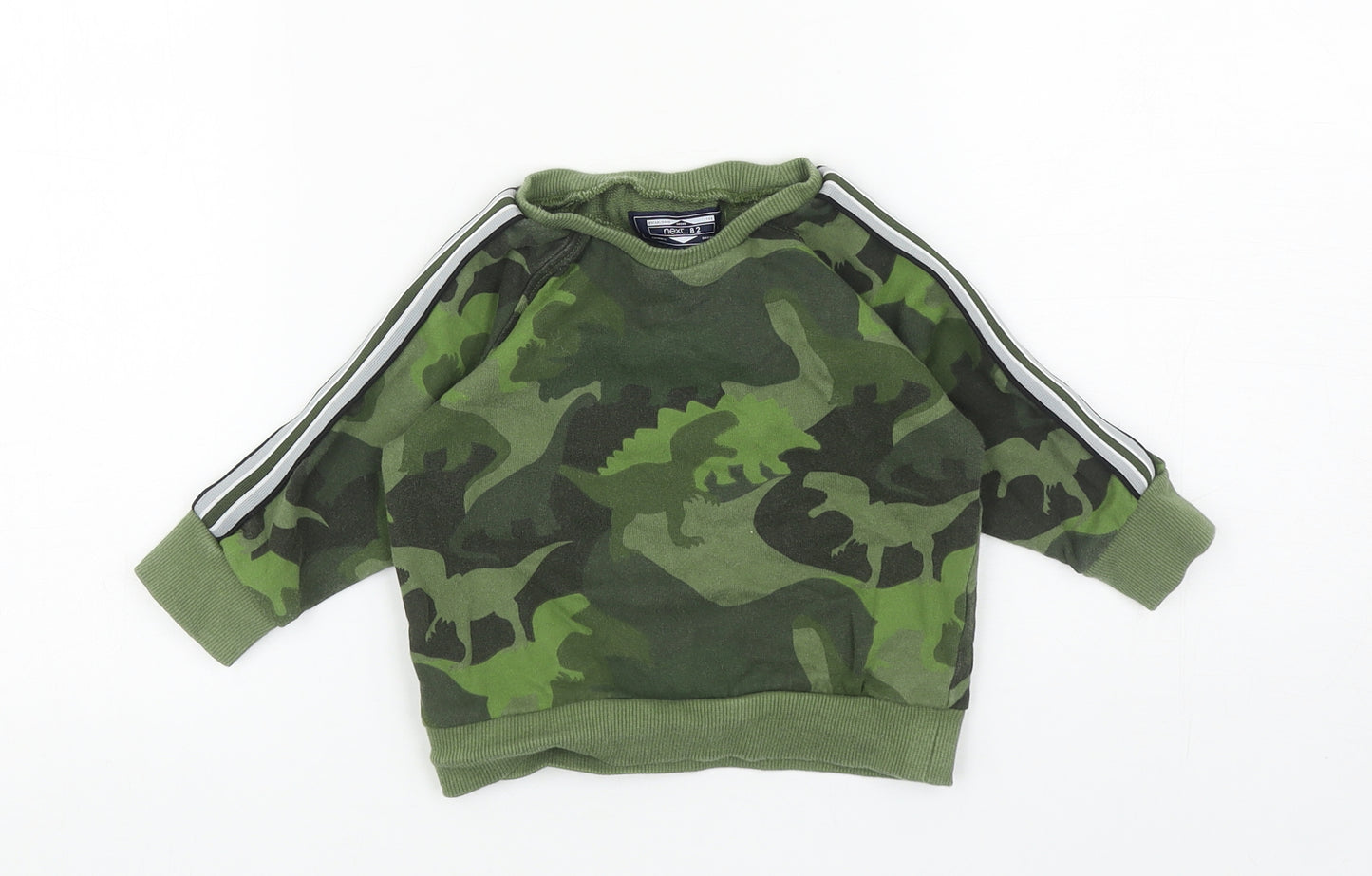 NEXT Boys Green Camouflage Cotton Pullover Jumper Size 9-12 Months Pullover - Dinosaur