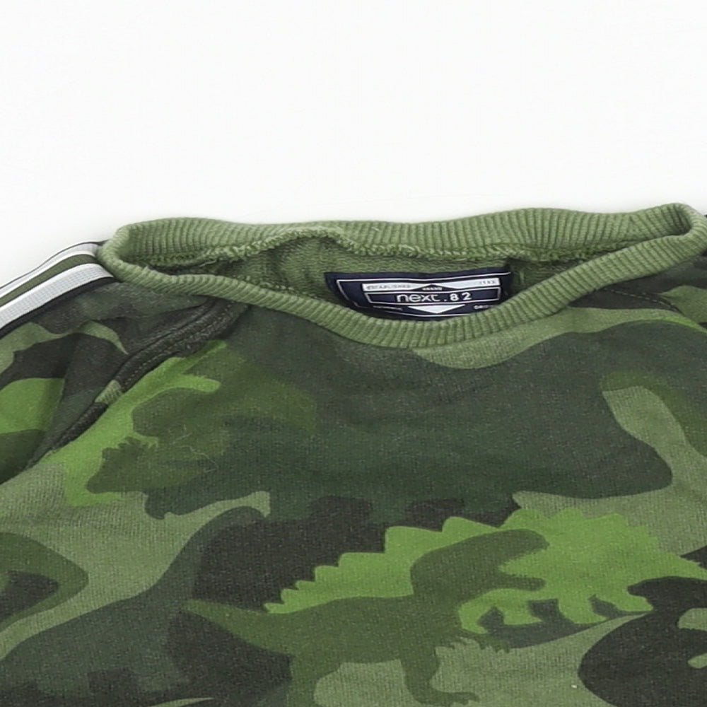 NEXT Boys Green Camouflage Cotton Pullover Jumper Size 9-12 Months Pullover - Dinosaur